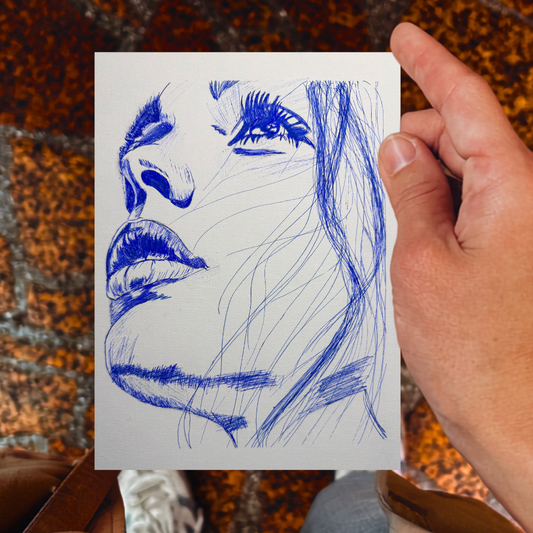 Postkarte In Blue Ink