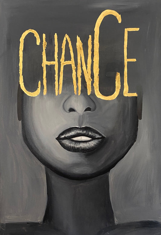 Chanc(g)e | Acryl Art | Original Art | Photochrome Farbe | Blattgold