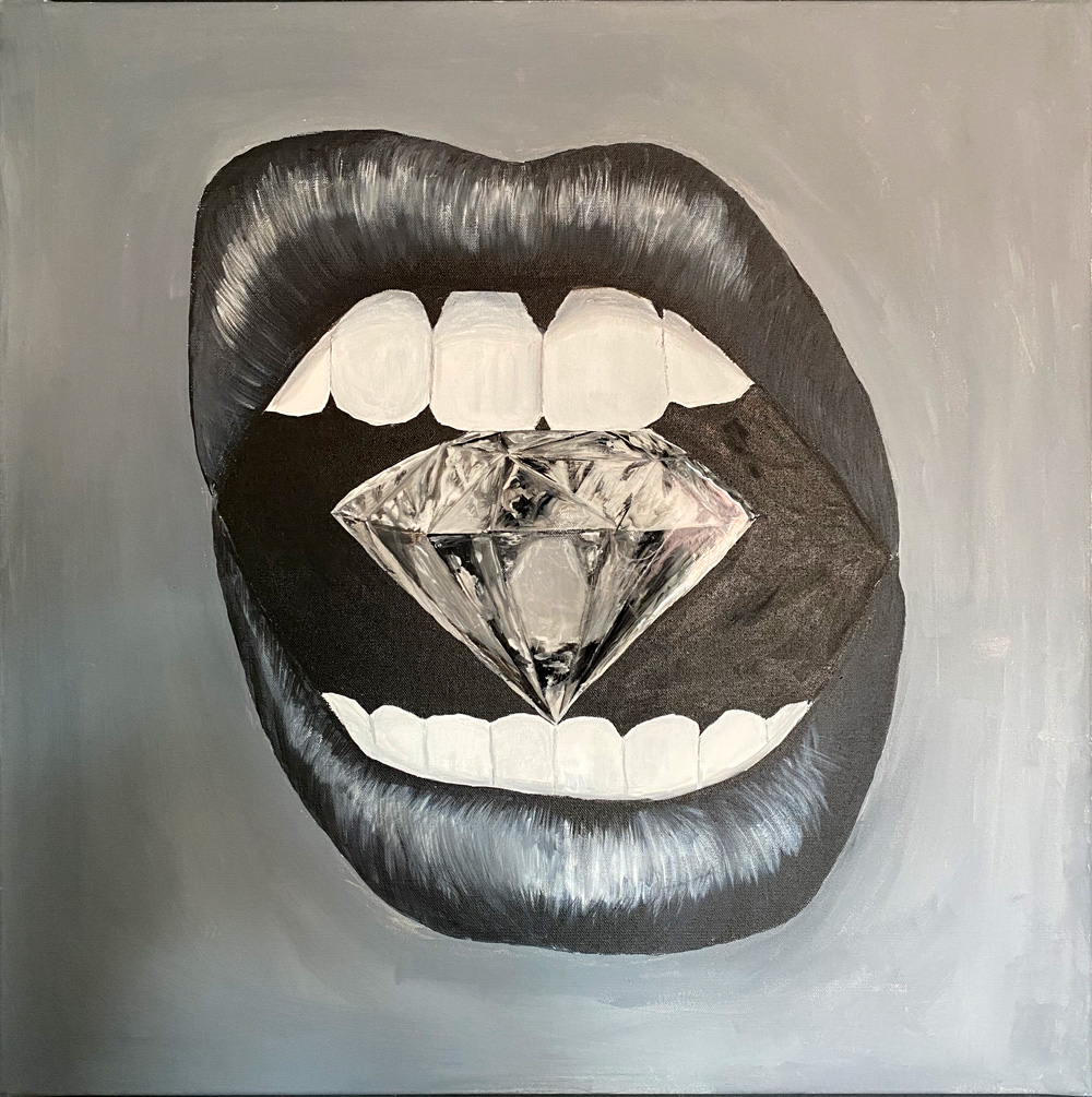 Diamond, Acryl auf Leinwand mit Expozidharz, 70x70 cm