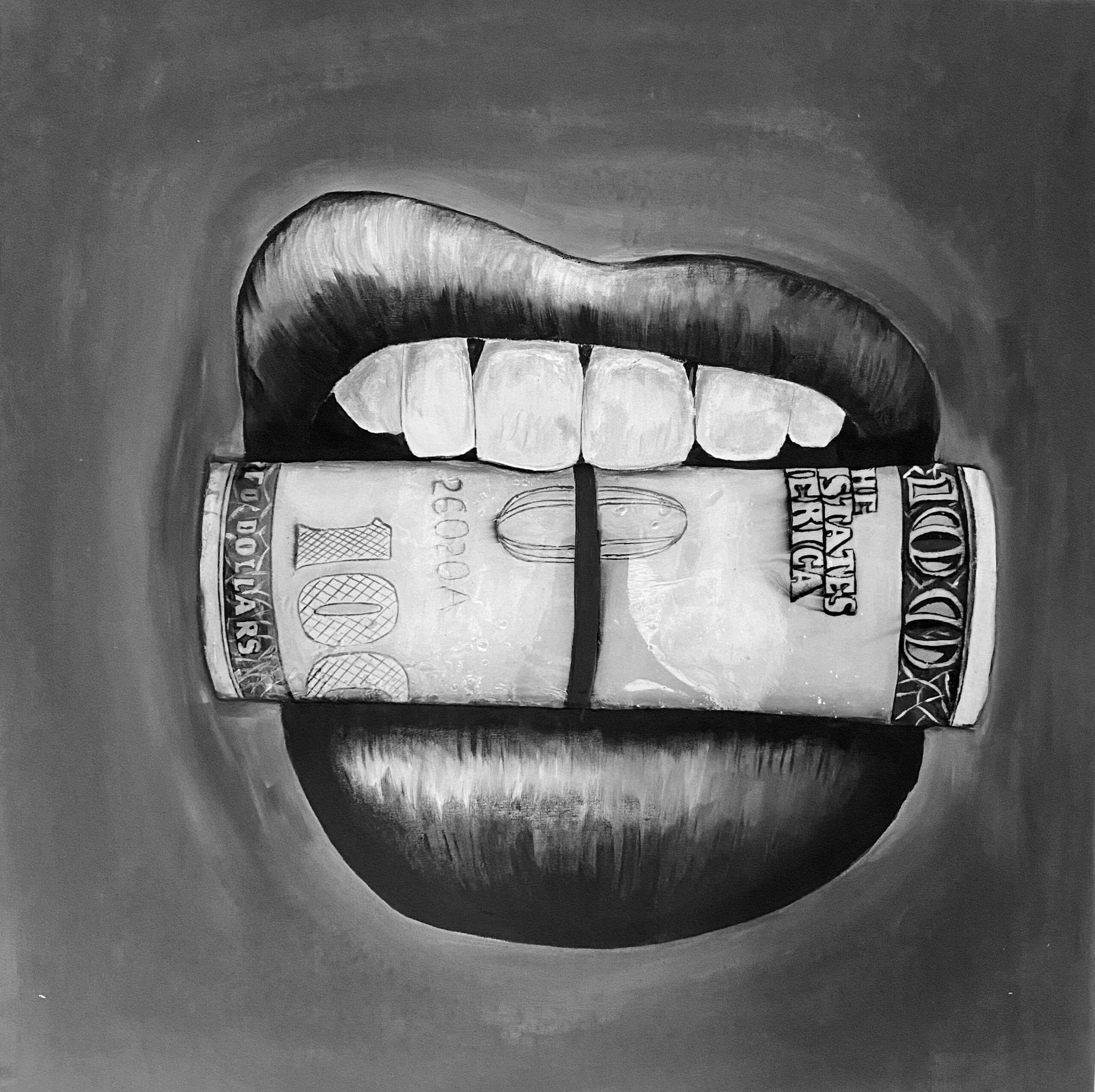 money babe, Acryl auf Leinwand mit Expozidharz, 70x70 cm